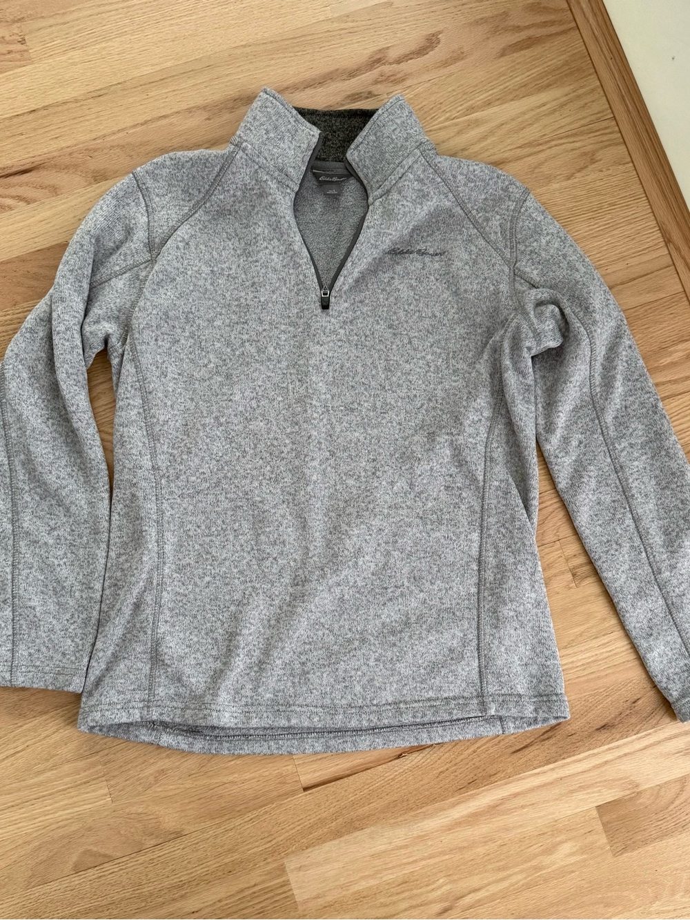 Eddie Bauer Light Gray Quarter-Zip Fleece Pullover